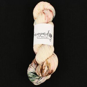 Barnyard Knits DK Weight Yarn SW Merino 231 Yds Hand-Dyed Ivory Multicolor